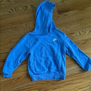 Electric Blue Pullover Hoodie with Ribbed Cuffs and Waistband